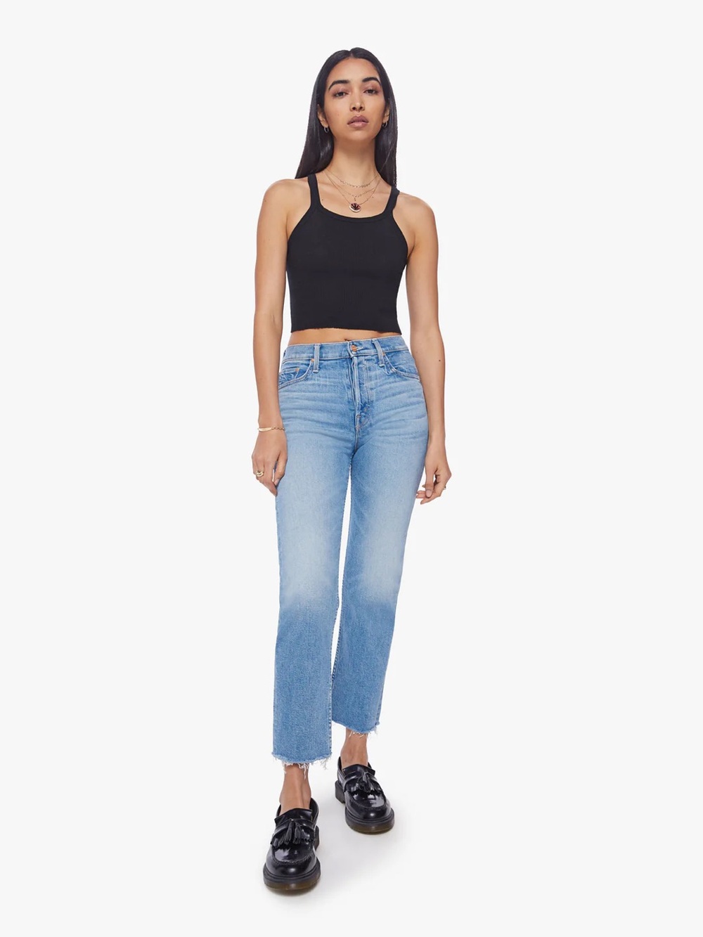 Mother tomcat ankle fray jeans kitty corner